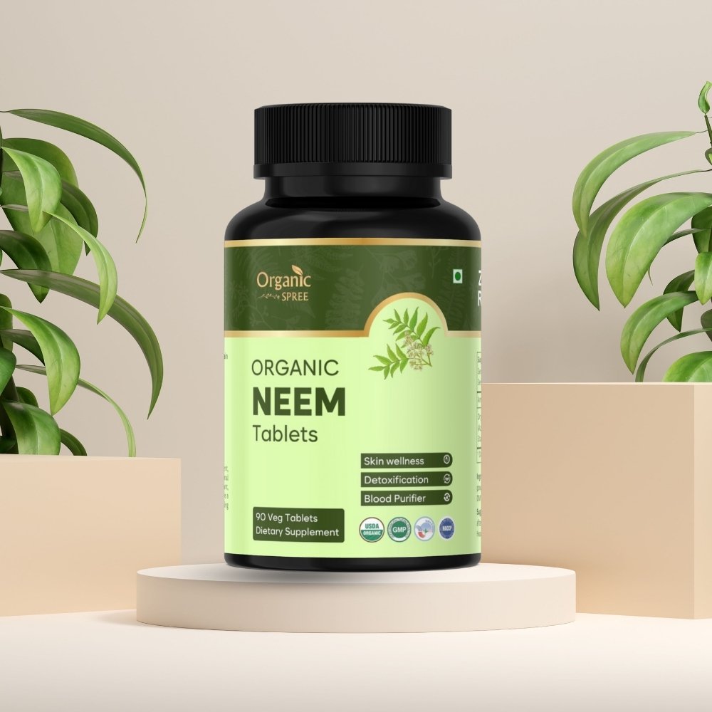 Organic Spree Neem 120 Tablets - Healthy Skin and Detox | 60 Days Supply | Organic Certified